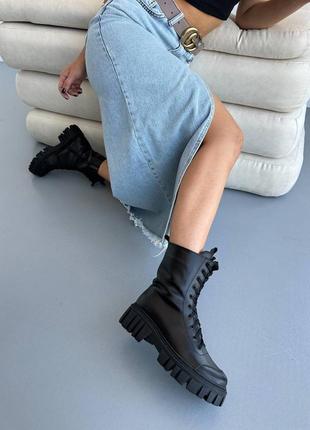 Очень стильные кожаные натуральные ботинки черные8 фото