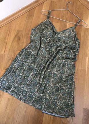 Сукня zara medium green paisley slip dress3 фото