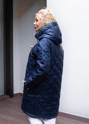 Стеганое демисезонное пальто, удлиненная демисезонная куртка7 фото