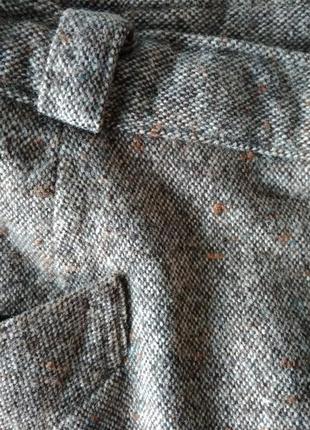 Р 12 / 46-48 актуальная теплая шерстяная прямая юбка юбочка спідниця коричневая с серым шерсть7 фото