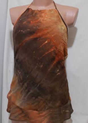 Топ із відкритою спинкою шоколадно-жовтогарячий жатка 'john5499ond' 46р