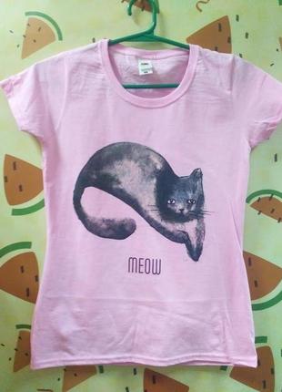 Женская футболка push it с принтом кошка "meow"