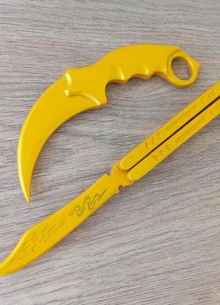 Набор деревянных ножей золотых 2шт легаси legacy gold butterfly karambit керамбит голд бабочка стендофф2