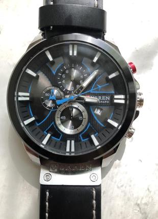 Чоловічий годинник наручний механічний чорний з сірим curren kasper