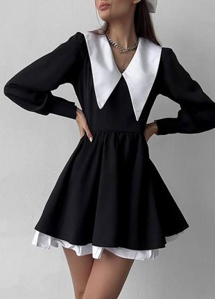 Черное готическое платье с воротничком🖤