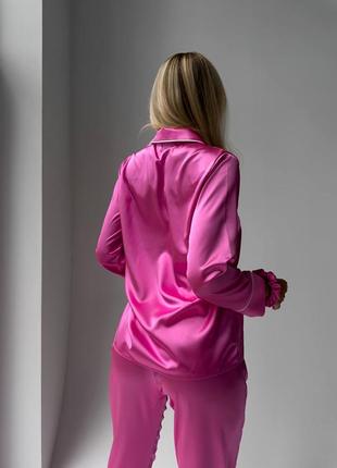Женская ярко-розовая шелковая пижама victoria's secret4 фото