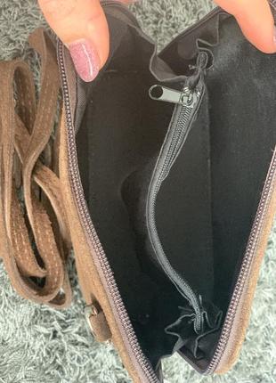 Замшевая коричневая кросс-боди, италия, цвета в ассортименте8 фото