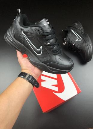 Кросівки чорні nike air monarch (лого біле)