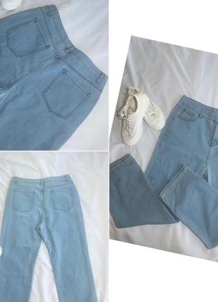 Синие джинсы голубые джинсы широкие джинсы без дыр и потертостей