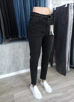 Стрейчеві чорні джинси мом bella5 фото