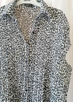 Літня легка напівпрозора блуза шифон пліссе гофре принт лео леопард розмір на бирці вказаний 2xl від3 фото
