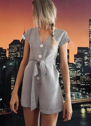 Льняний ромпер в смужку mango