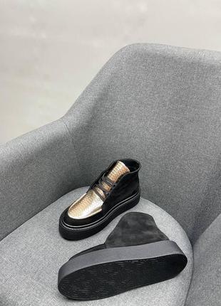 Черные + золотистые ботинки замша и кожа цвет на выбор5 фото