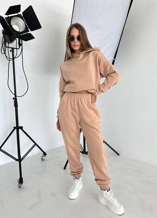 Спортивный теплый костюм oversize трехнитка на флисе 2 цвета