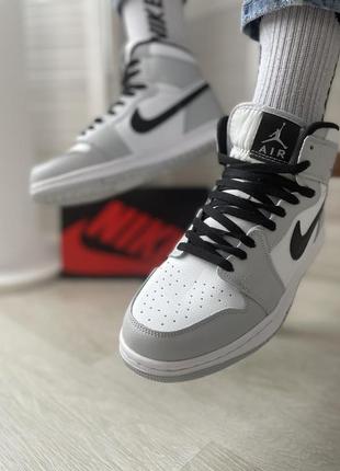 Кросівки сірі nike air jordan 1 (шкіра)