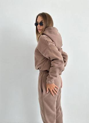 Спортивный теплый костюм oversize трехнитка на флисе 2 цвета6 фото