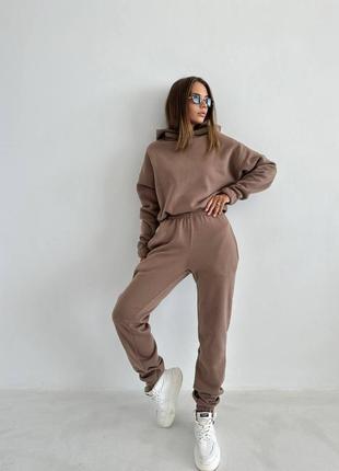 Спортивный теплый костюм oversize трехнитка на флисе 2 цвета3 фото