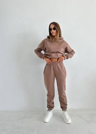 Спортивный теплый костюм oversize трехнитка на флисе 2 цвета5 фото