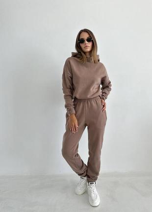 Спортивный теплый костюм oversize трехнитка на флисе 2 цвета