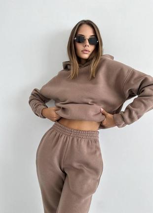 Спортивный теплый костюм oversize трехнитка на флисе 2 цвета4 фото