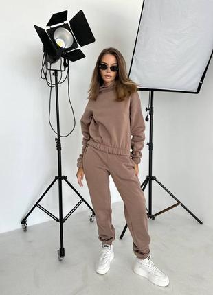 Спортивный теплый костюм oversize трехнитка на флисе 2 цвета7 фото