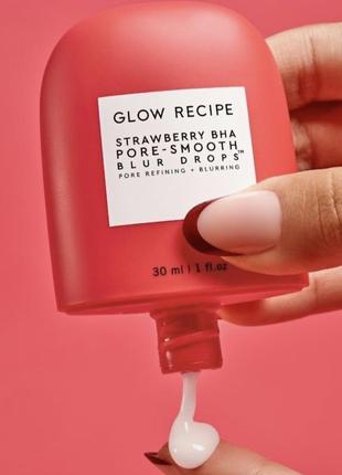 Сироватка для звуження пор / праймер glow recipe strawberry bha pore-smooth blur drops2 фото