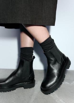 Шкіряні черевики челсі zara - 40 в наявності