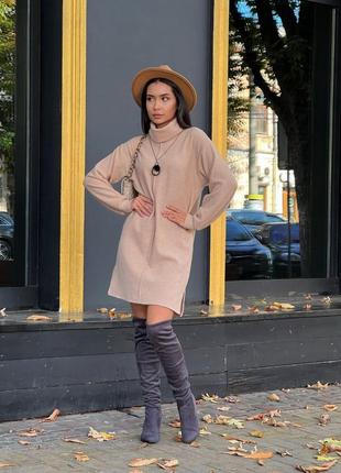 Теплое и стильное платье ангора повязка