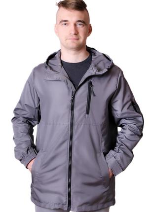 Мужская демисезонная куртка с капюшоном из водоодталкивающей ткани