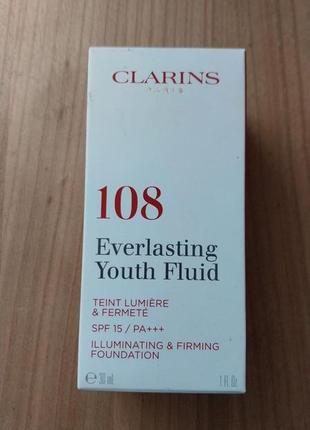 Clarins everlasting youth fluidстойкий тональный флюид с омолаживающим действием, spf 15 108 - sand