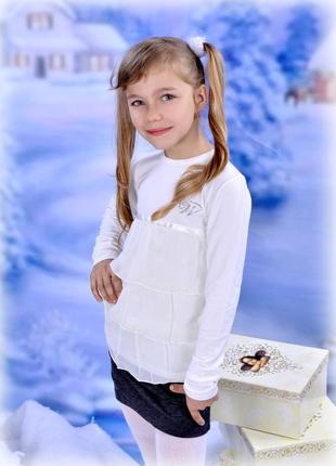 Трикотажная блуза с шифоном для девочки