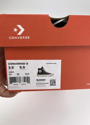 Кеди converse chuck 70 classic high 162050c чорні текстиль, оригінальні кеди конверс8 фото