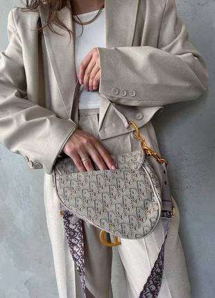 Женская сумка ❤️c.dior saddle textile logo10 фото