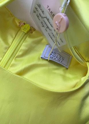 Новое сатиновое платье неоновое яркое желтое салатовое короткое мини платье с вырезами корсетное платье ох полли поли oh polly4 фото