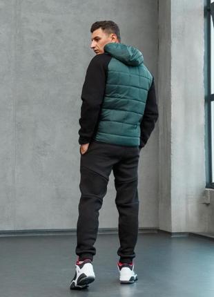 Чоловічий осінь весна тренд 2023 зелений темно-зелений комплект (куртка+штани) відмінної якості2 фото