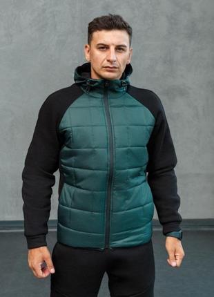 Чоловічий осінь весна тренд 2023 зелений темно-зелений комплект (куртка+штани) відмінної якості6 фото