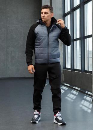 Мужская осень весна тренд 2023 серый комплект (куртка+штаны) отличного качества