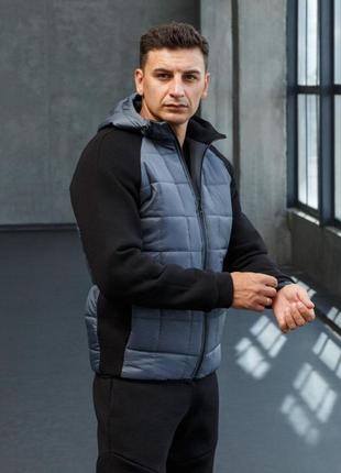 Чоловічий осінь весна тренд 2023 сірий комплект (куртка+штани) відмінної якості8 фото
