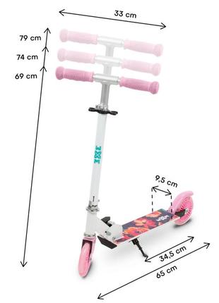 Самокат двоколісний дитячий до 50кг kidwell wxm skipo floral білий,рожевий для дівчинки польща