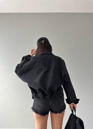 Женская черная джинсовая куртка джинсовка2 фото