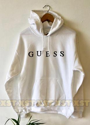 Женский худи на флисе оверсайз oversize guess гесс белый1 фото