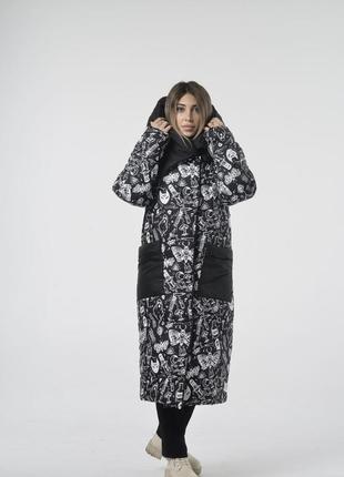 Женское зимнее двусторонее пальто -одеяло с капюшоном 50р6 фото
