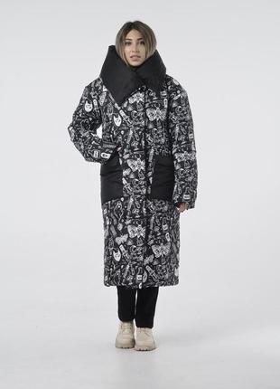 Женское зимнее двусторонее пальто -одеяло с капюшоном 50р2 фото