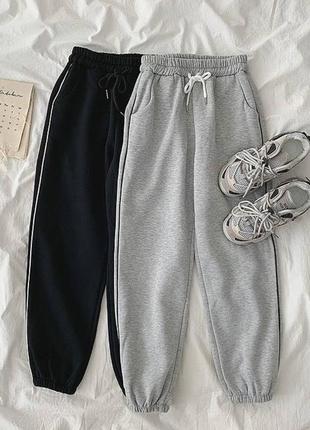 🎨 чорний, сірий! стильні жіночі теплі джогери сірі сірий меланж серый теплые джогеры спортивні штани штаны спортивные6 фото