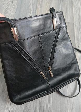 Кожаная черная сумка рюкзак1 фото