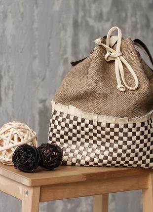 Эко-сумка из джутовой ткани с плетением ручной работы_fisenko brand3 фото