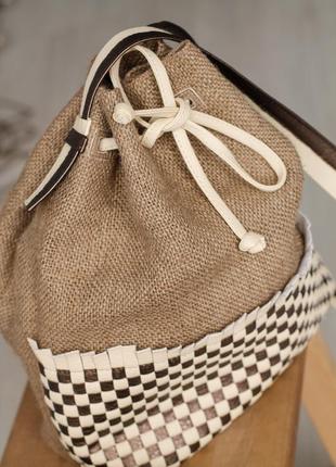 Эко-сумка из джутовой ткани с плетением ручной работы_fisenko brand4 фото