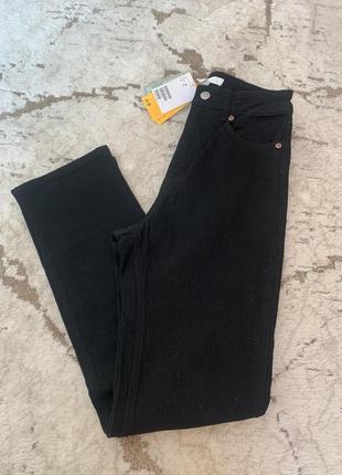 Джинсы прямого кроя черные высокая посадка новые h&amp;m