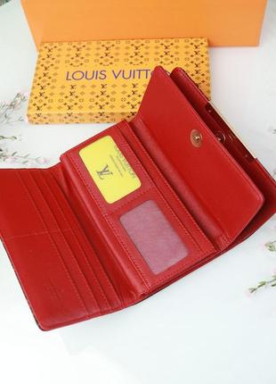 Женский кошелек  коричневий + червона вставка6 фото