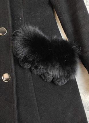 Пальто жіноче venefika чорне кашемірове з хутряними кишенями розмір 46 м4 фото